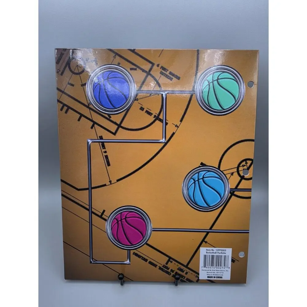 Vintage Basketball Portfolio Pocket Folder Court & Plays Fantasy Basketball